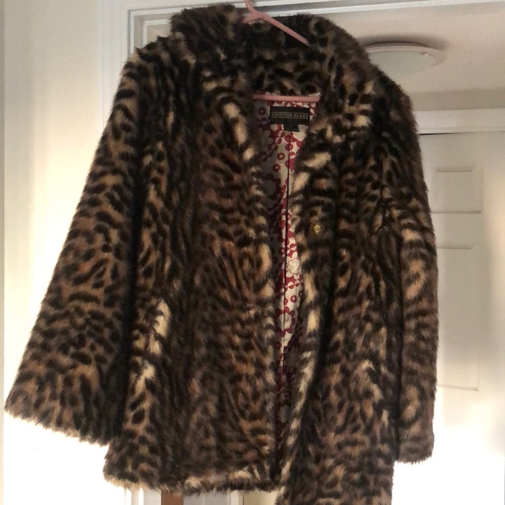 Vintage leopard print faux fur jacket size Medium